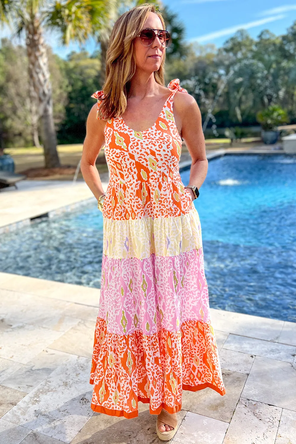 KaleaBoutique Knotted Straps Leopard Colorblock Dress