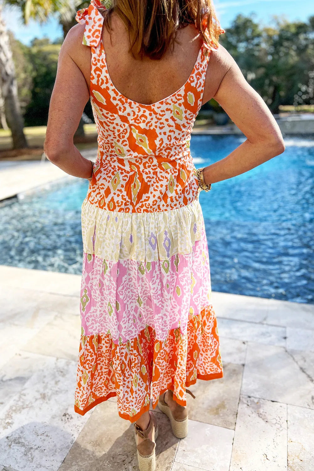 KaleaBoutique Knotted Straps Leopard Colorblock Dress