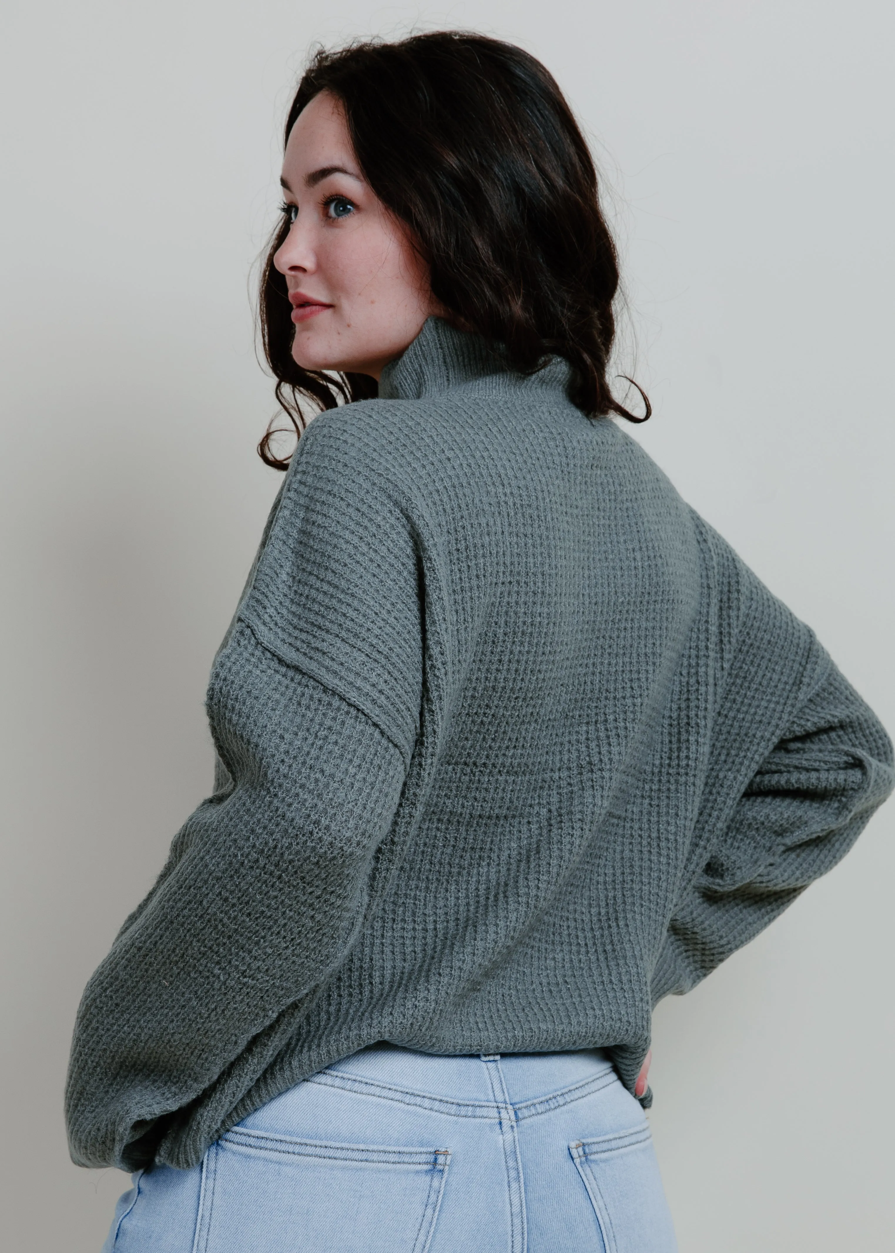 Kamber Mock Neck Sweater - Seagrass Green