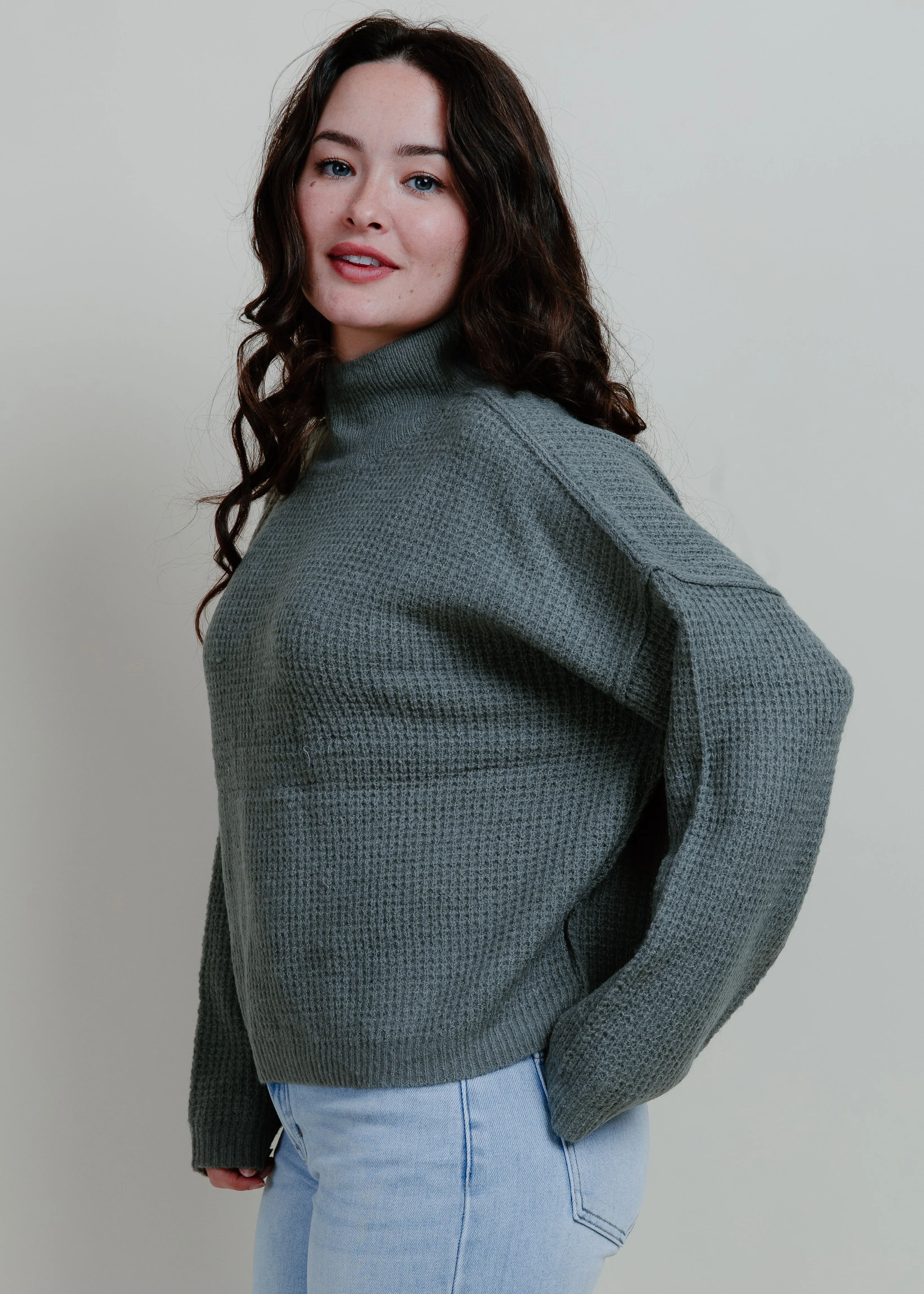 Kamber Mock Neck Sweater - Seagrass Green