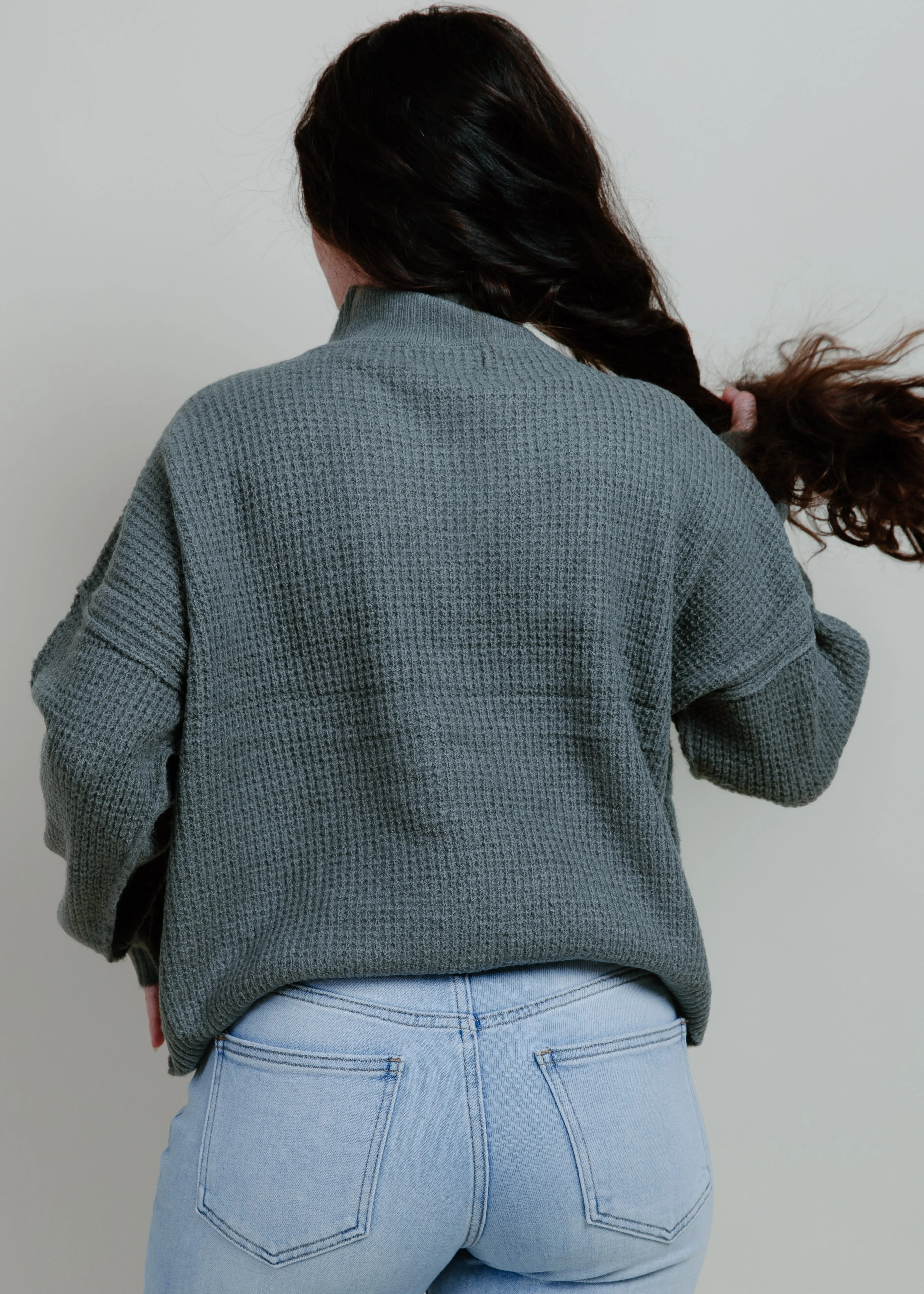 Kamber Mock Neck Sweater - Seagrass Green