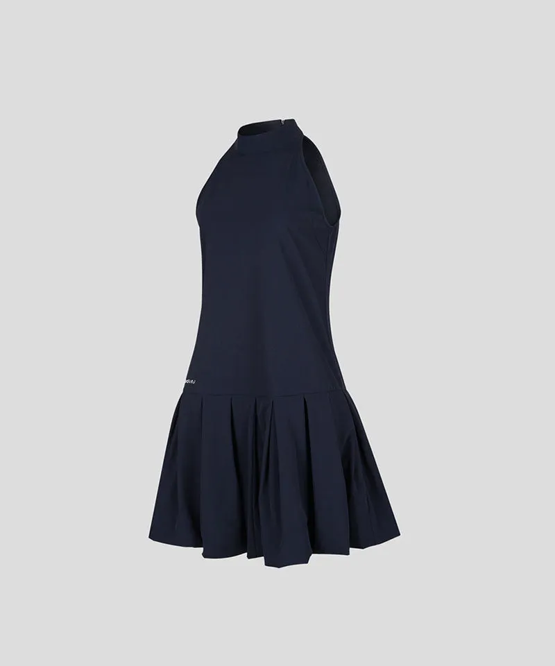 KANDINI Breezy Flare Halter Dress - Navy