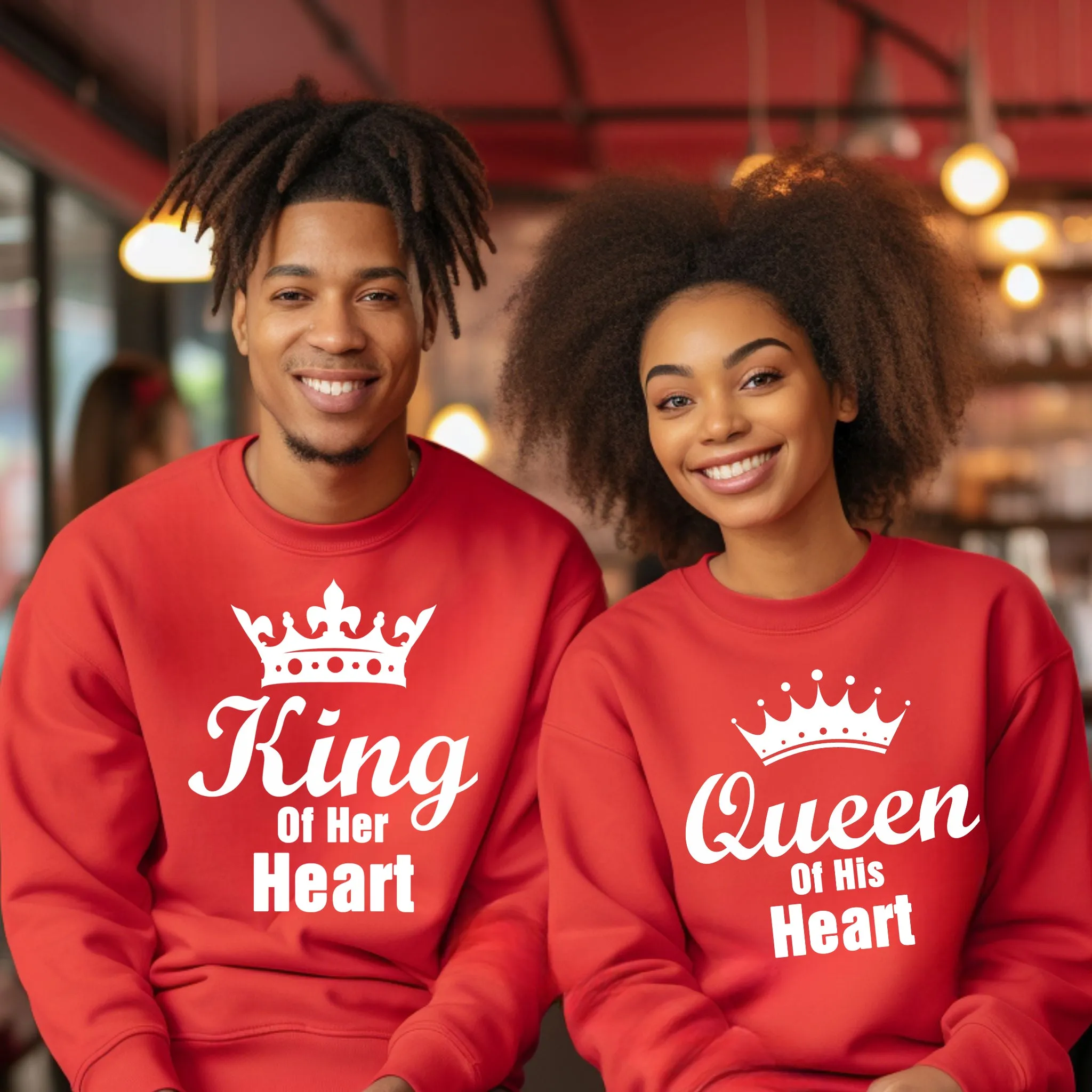 King of Her Heart Queen of His Heart Sweatshirt, Cute Couple Sweatshirt, Valentine Sweatshirt, Valentine Shirt, Valentines Gift, Couple Gift