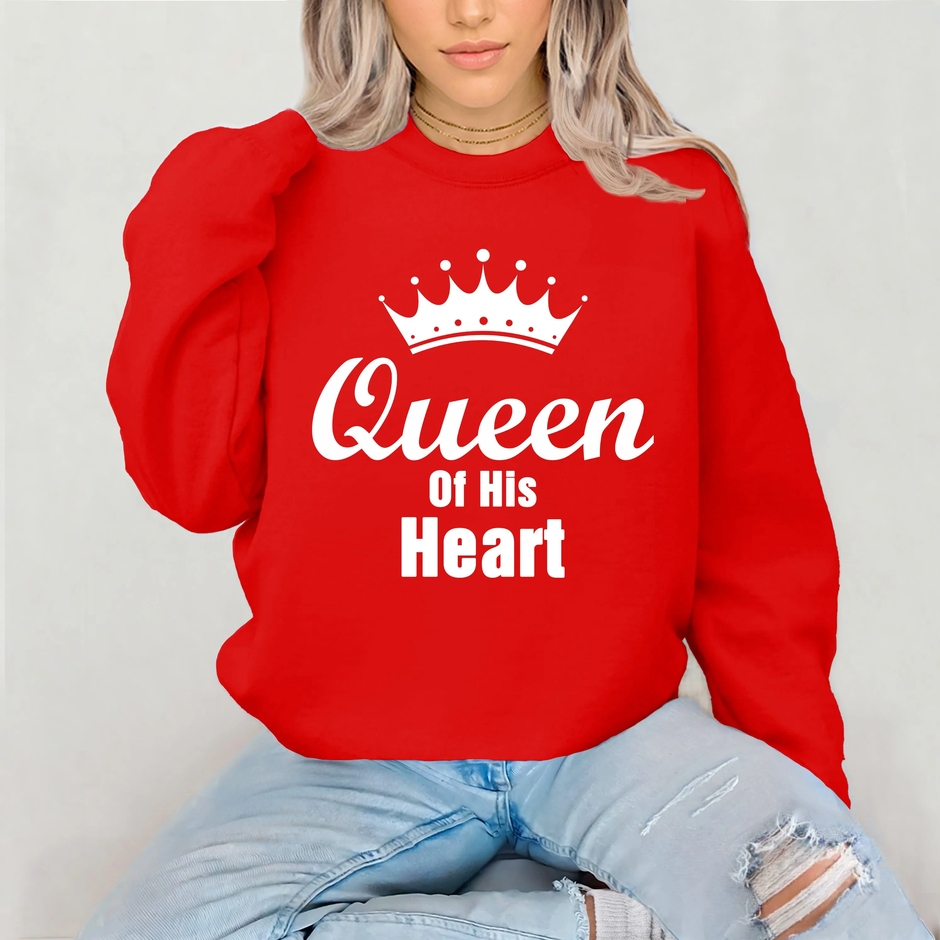 King of Her Heart Queen of His Heart Sweatshirt, Cute Couple Sweatshirt, Valentine Sweatshirt, Valentine Shirt, Valentines Gift, Couple Gift