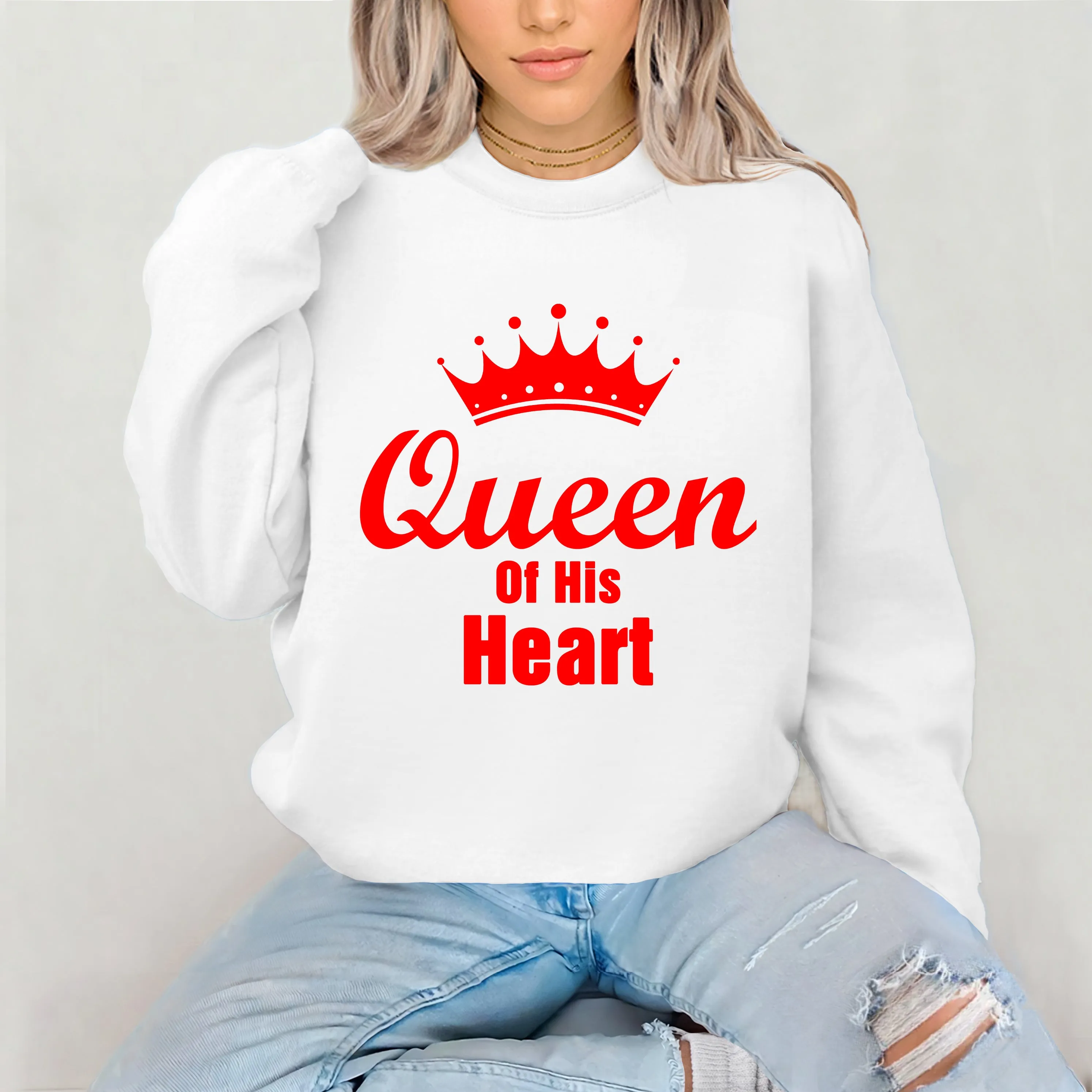 King of Her Heart Queen of His Heart Sweatshirt, Cute Couple Sweatshirt, Valentine Sweatshirt, Valentine Shirt, Valentines Gift, Couple Gift