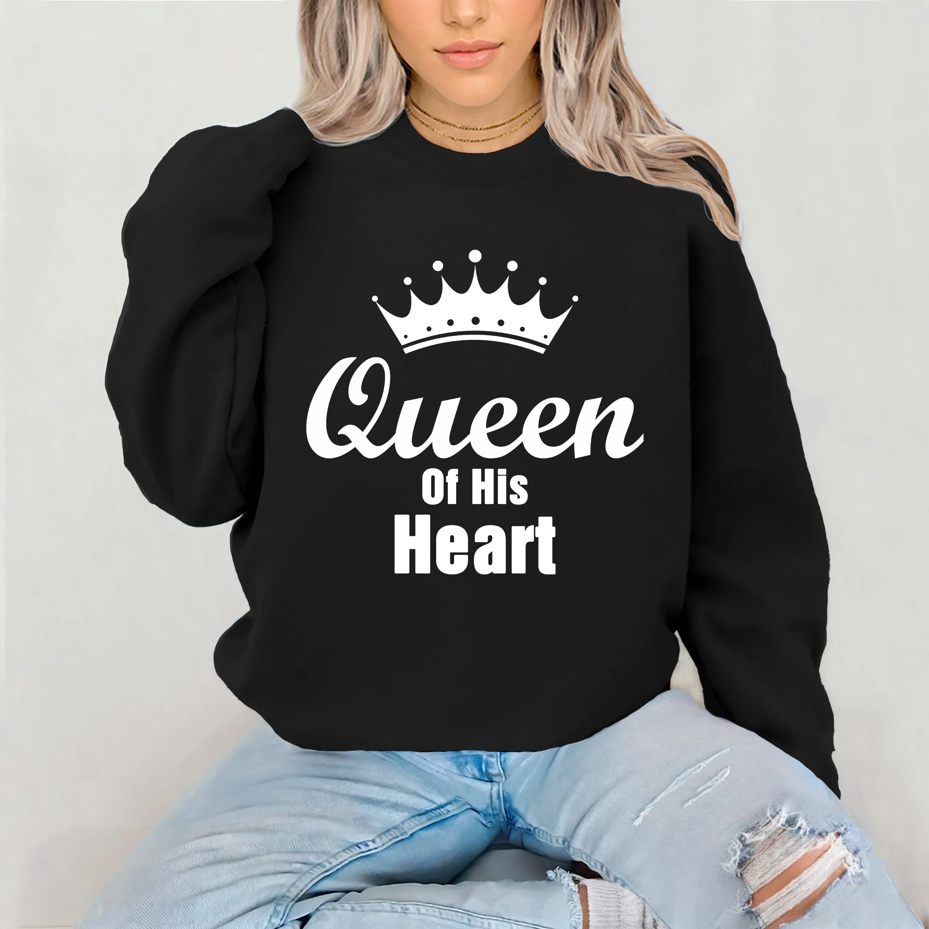 King of Her Heart Queen of His Heart Sweatshirt, Cute Couple Sweatshirt, Valentine Sweatshirt, Valentine Shirt, Valentines Gift, Couple Gift