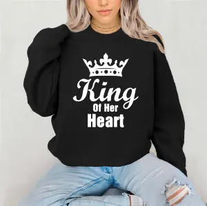 King of Her Heart Queen of His Heart Sweatshirt, Cute Couple Sweatshirt, Valentine Sweatshirt, Valentine Shirt, Valentines Gift, Couple Gift