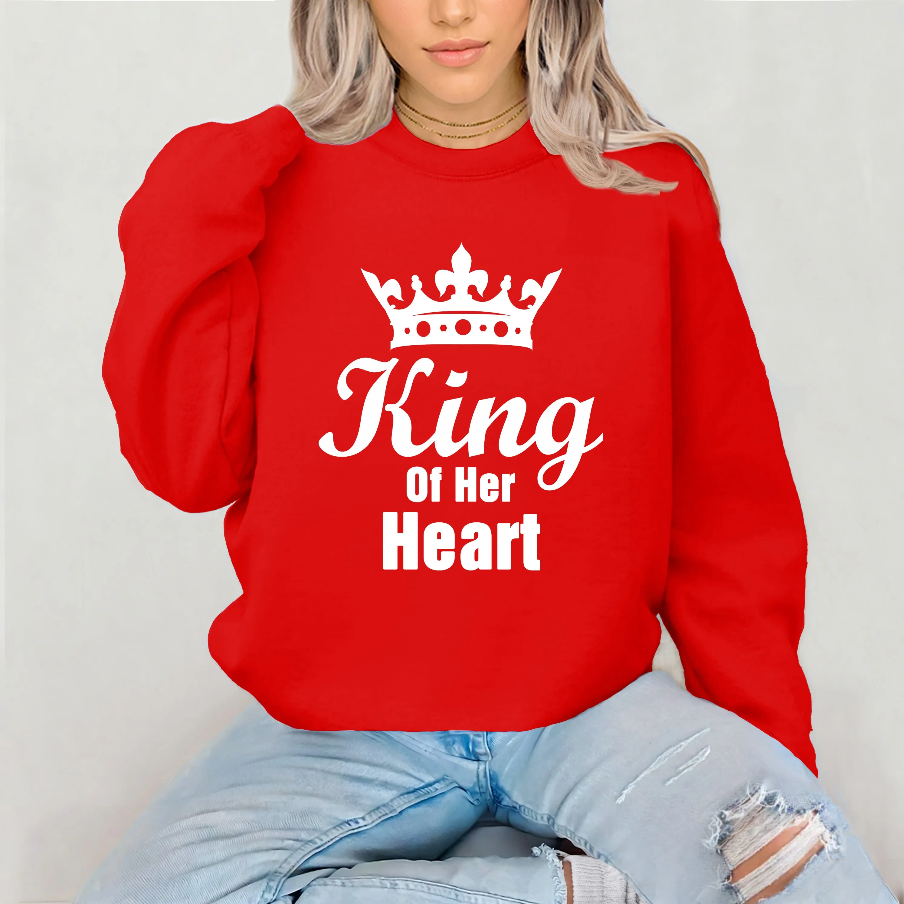 King of Her Heart Queen of His Heart Sweatshirt, Cute Couple Sweatshirt, Valentine Sweatshirt, Valentine Shirt, Valentines Gift, Couple Gift