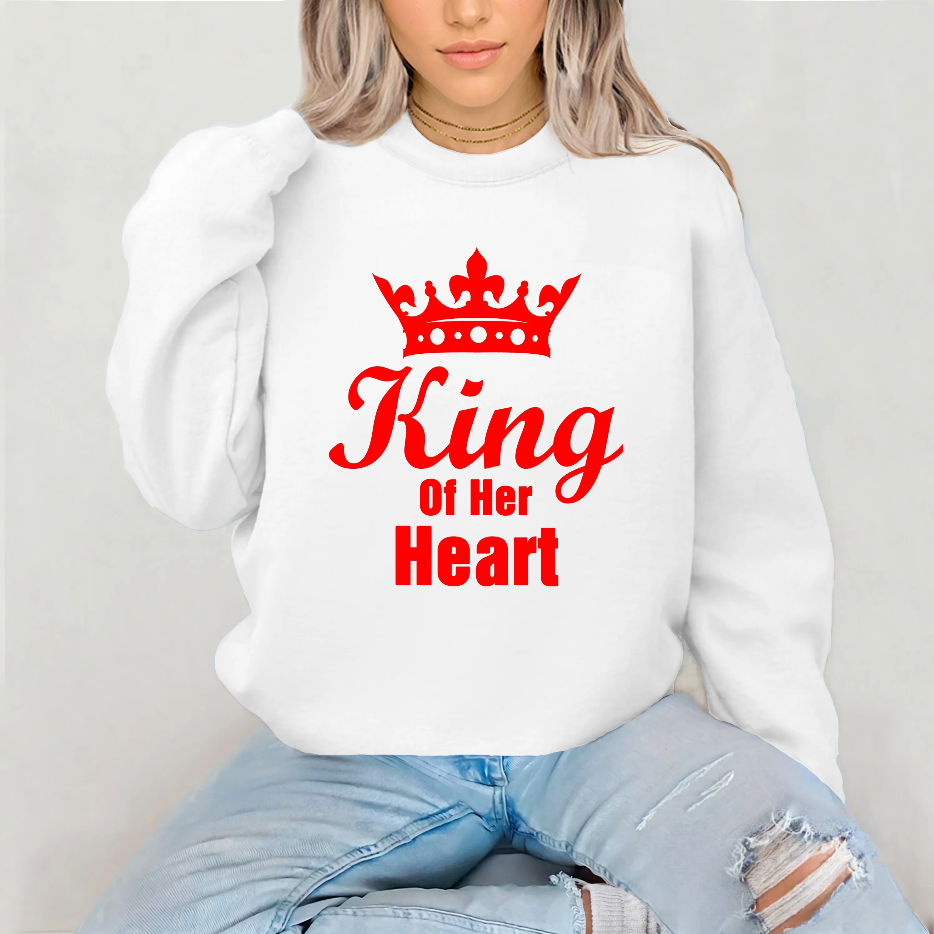 King of Her Heart Queen of His Heart Sweatshirt, Cute Couple Sweatshirt, Valentine Sweatshirt, Valentine Shirt, Valentines Gift, Couple Gift