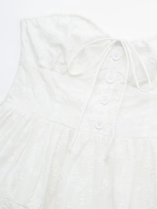 Lace A-line Dress with Strapless Design and Ruffled Hem