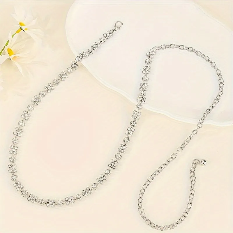 Ladies Plum Rhinestone Waist Chain Light Sense Matching Dress Women's Belt