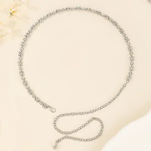 Ladies Plum Rhinestone Waist Chain Light Sense Matching Dress Women's Belt