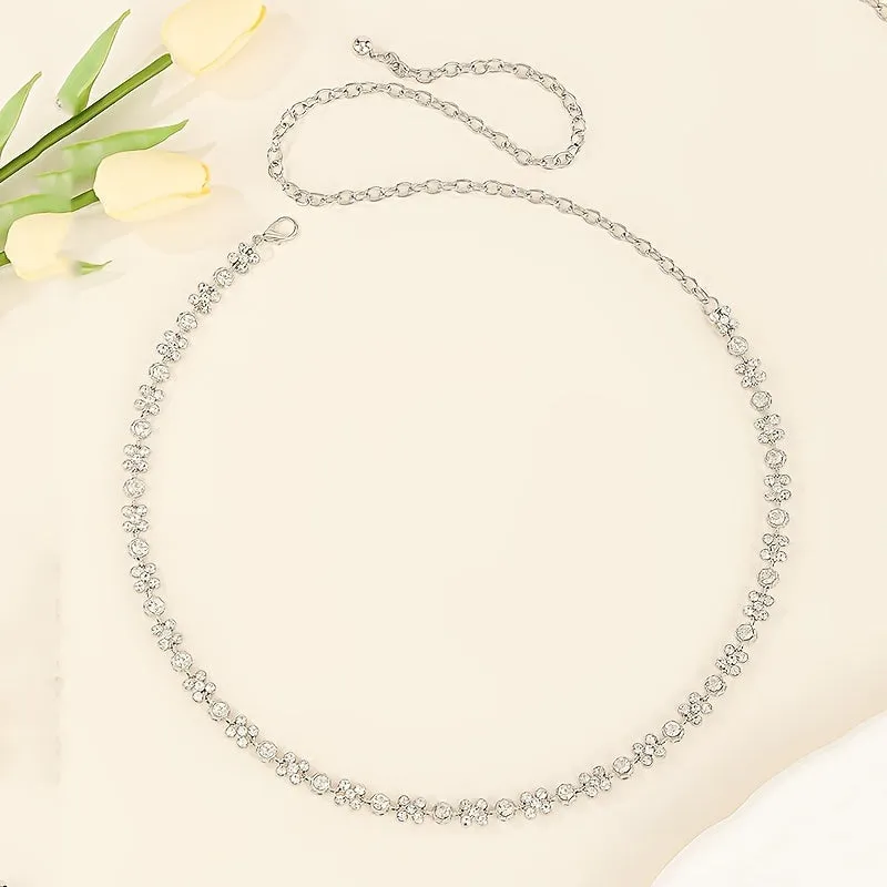 Ladies Plum Rhinestone Waist Chain Light Sense Matching Dress Women's Belt