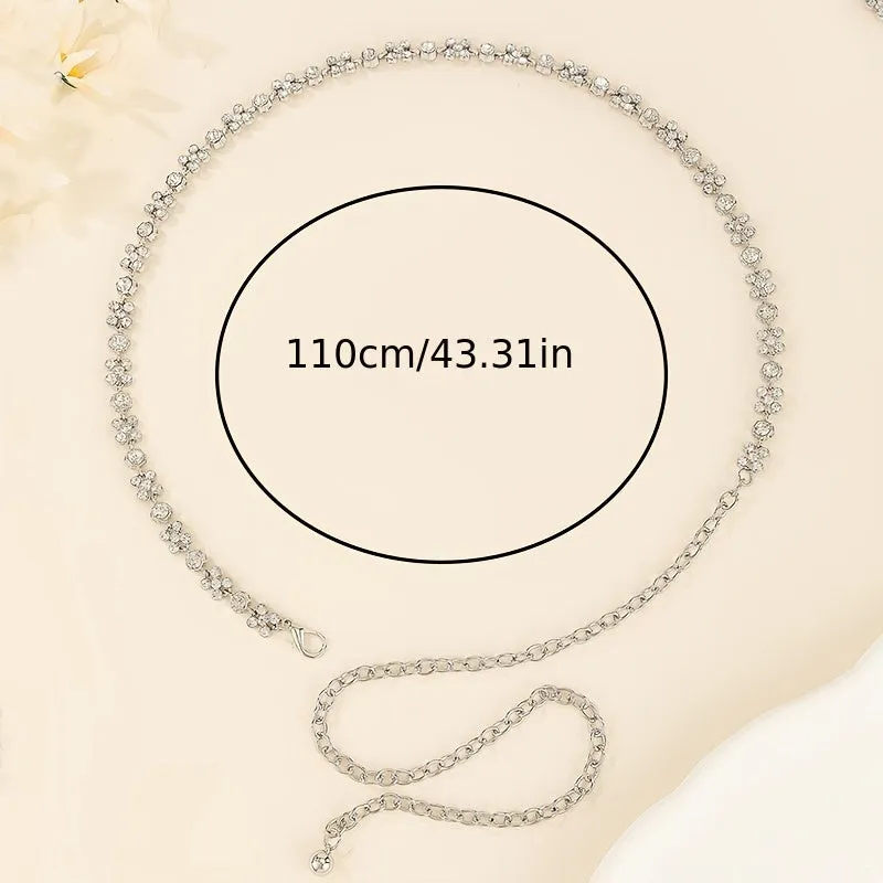 Ladies Plum Rhinestone Waist Chain Light Sense Matching Dress Women's Belt