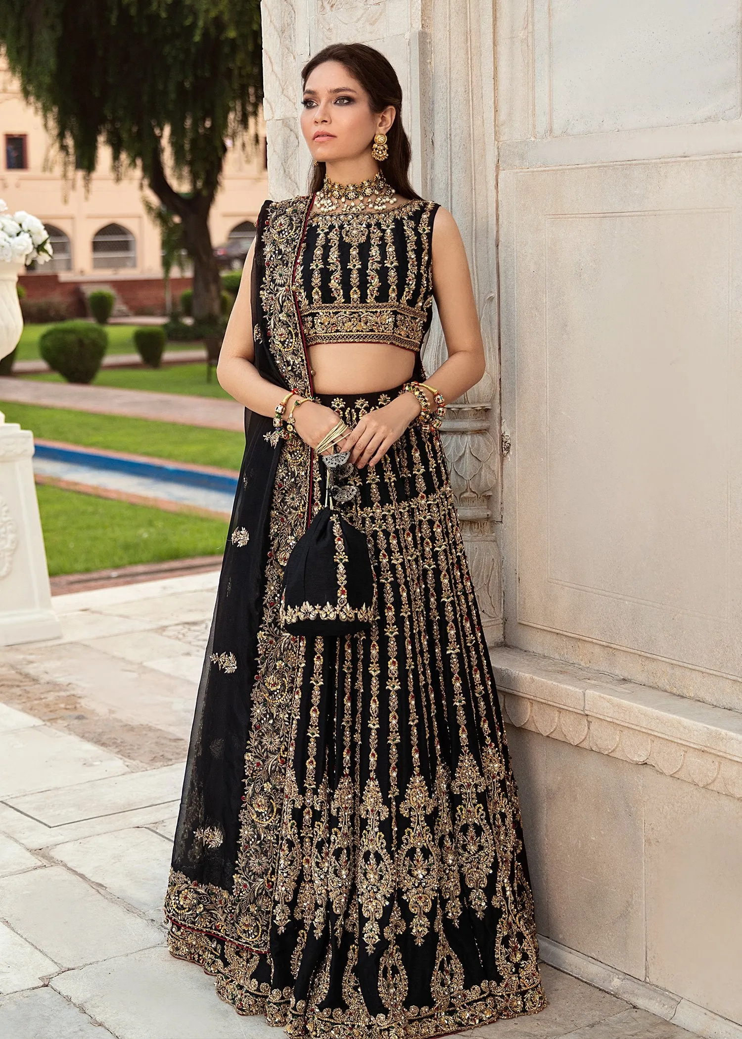 Latest Black Lehnga Choli Bridal Dress Pakistani #BS631