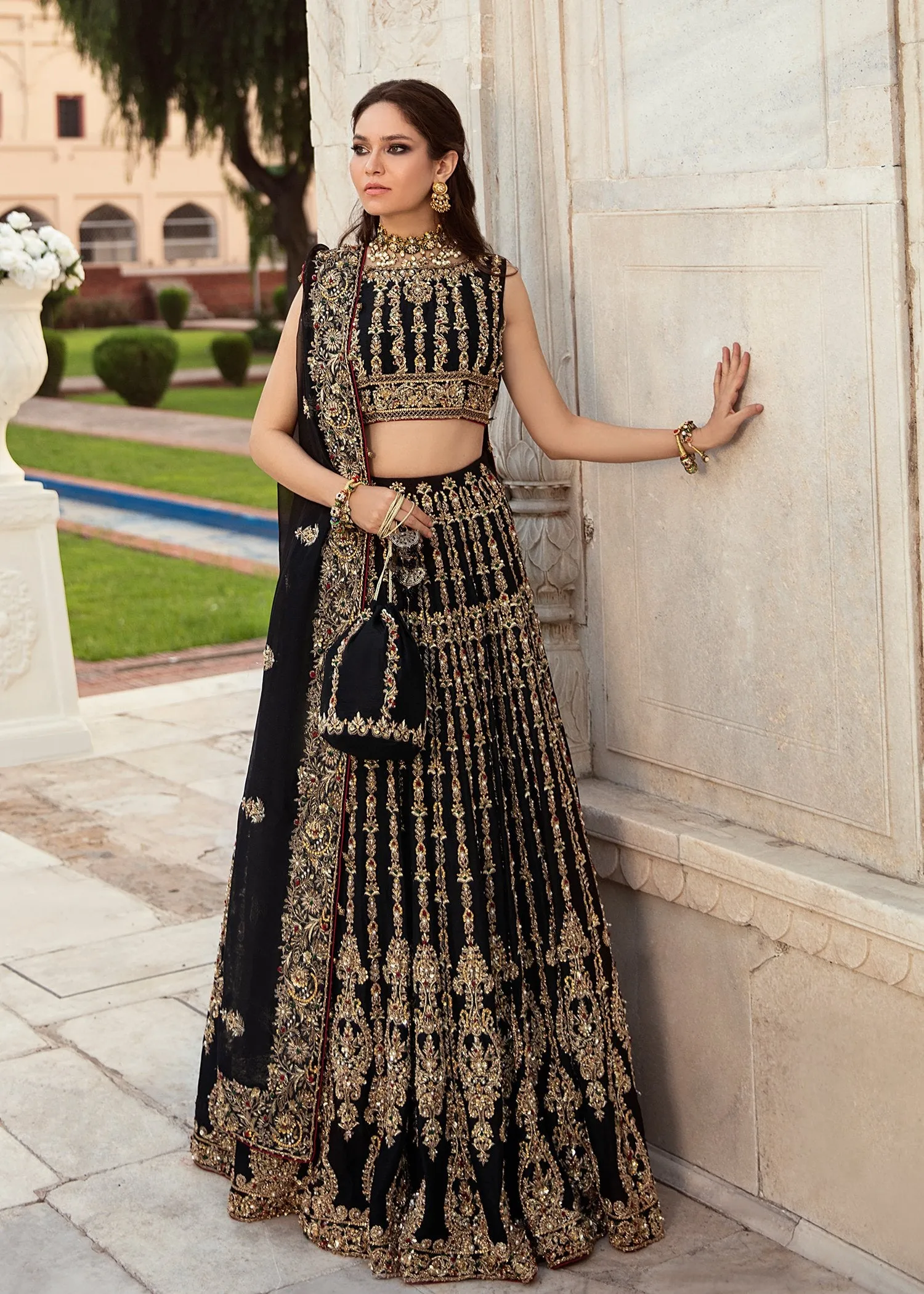 Latest Black Lehnga Choli Bridal Dress Pakistani #BS631