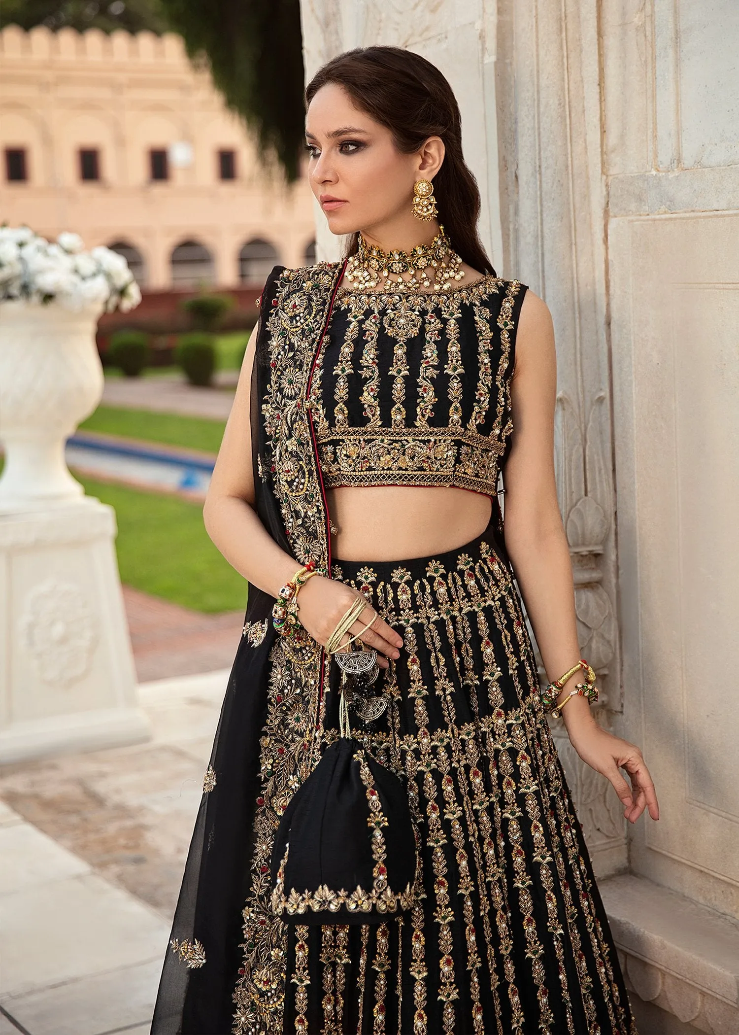 Latest Black Lehnga Choli Bridal Dress Pakistani #BS631