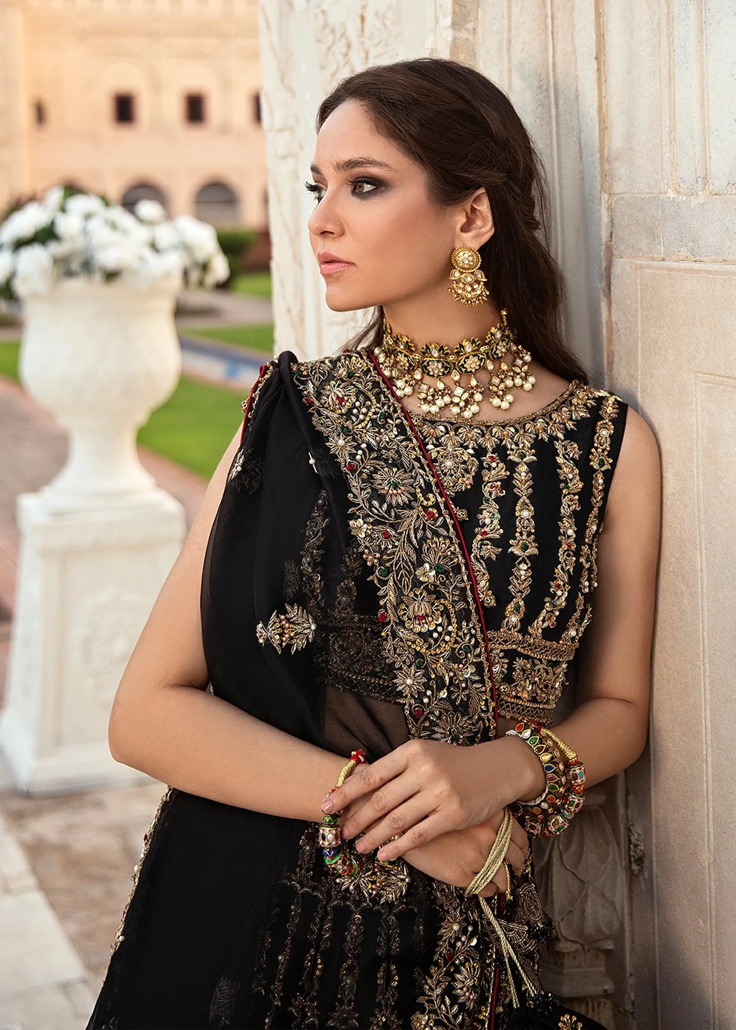 Latest Black Lehnga Choli Bridal Dress Pakistani #BS631