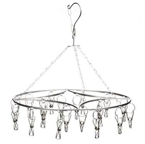 Laundry Clothesline Hanging Rack for Drying Clothing Set of 20 Stainless Steel Clothespins Round