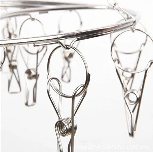 Laundry Clothesline Hanging Rack for Drying Clothing Set of 20 Stainless Steel Clothespins Round