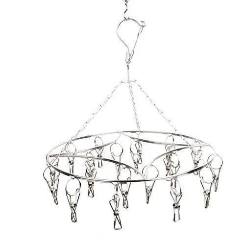 Laundry Clothesline Hanging Rack for Drying Clothing Set of 20 Stainless Steel Clothespins Round