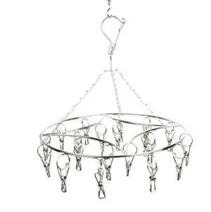 Laundry Clothesline Hanging Rack for Drying Clothing Set of 20 Stainless Steel Clothespins Round