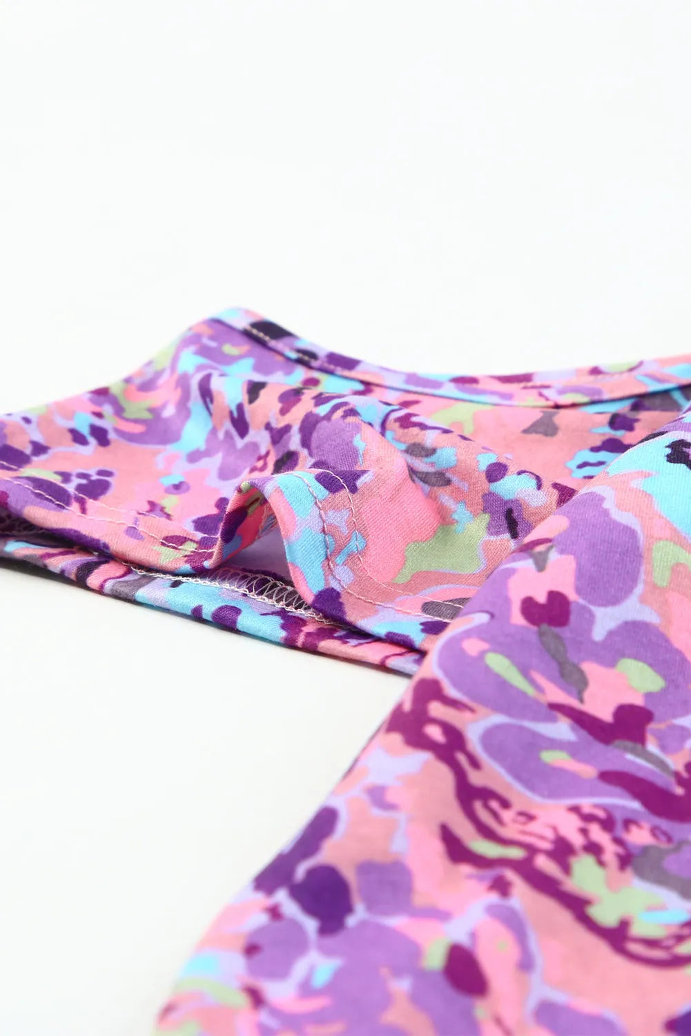 Lavender Floral Print Cold Shoulder Blouse