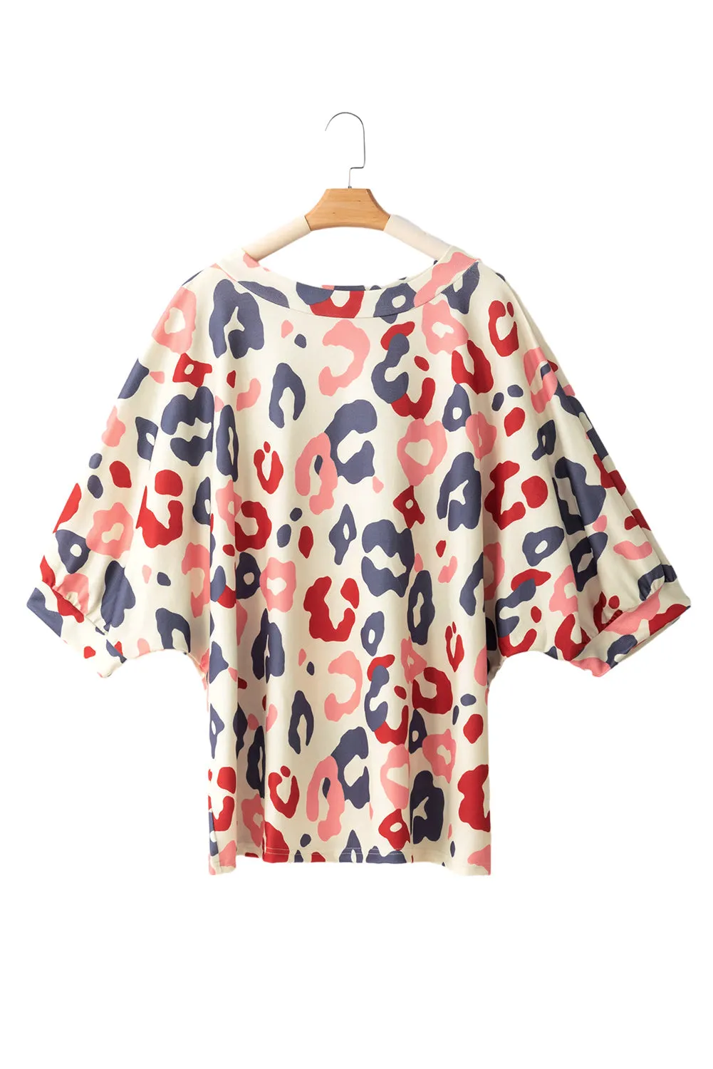 Leopard Batwing Sleeve Plus Blouse