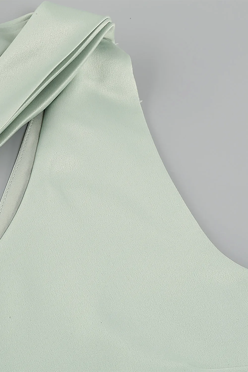 Light Green Lace Satin Off Shoulder Maxi Dress