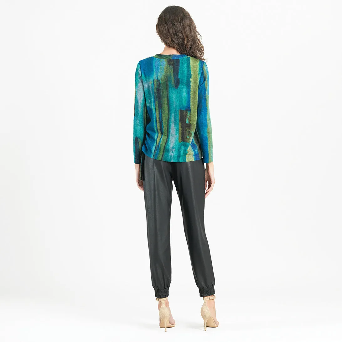 Lightweight Cozy - Side Pull-Tie Sweater Top - Paint Stroke - Limited Sizes! XS-SM