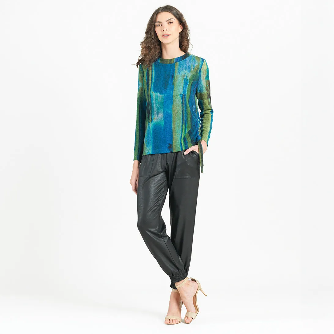 Lightweight Cozy - Side Pull-Tie Sweater Top - Paint Stroke - Limited Sizes! XS-SM