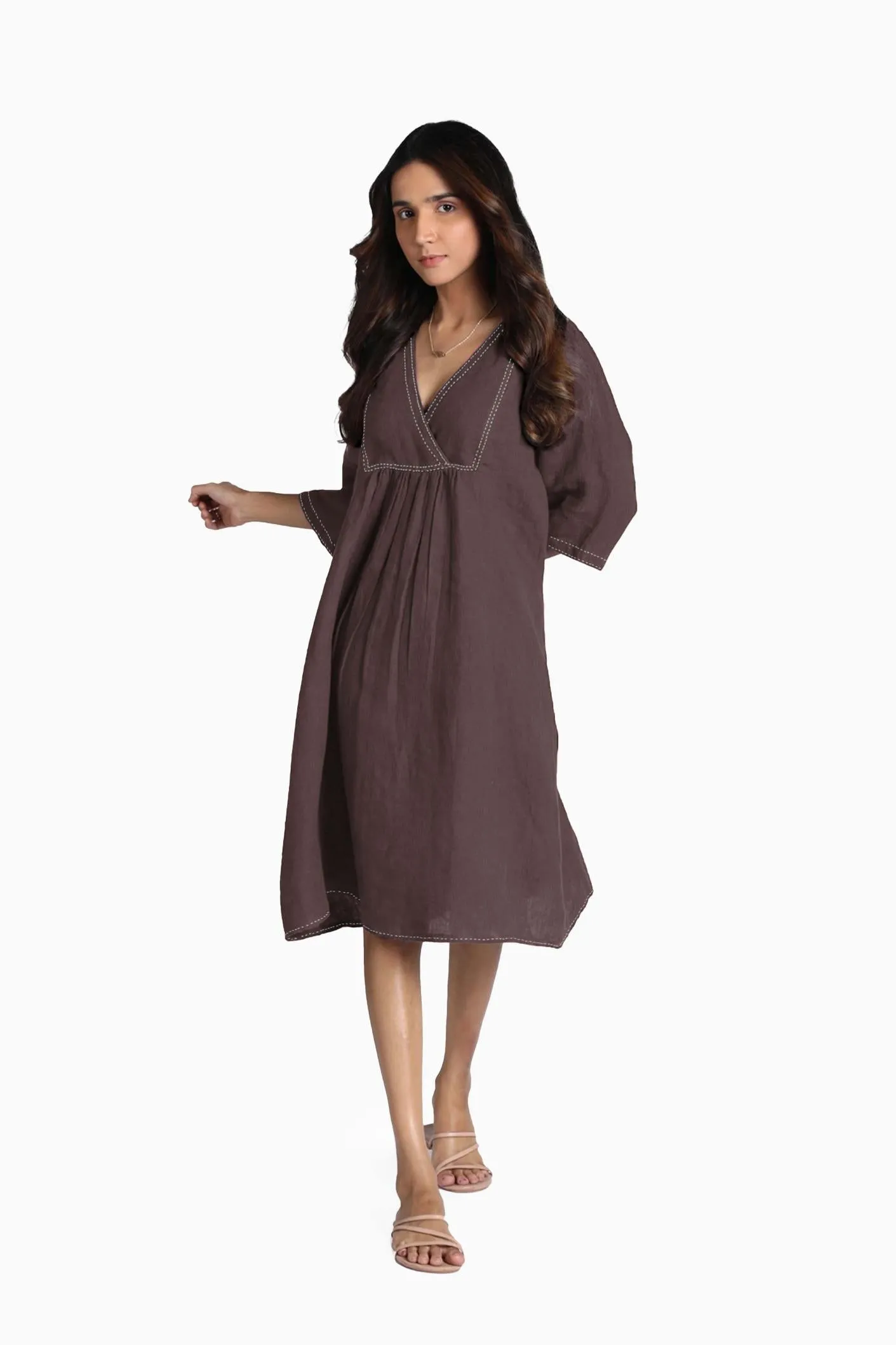 Linen Claire Midi Dress-Sage Green