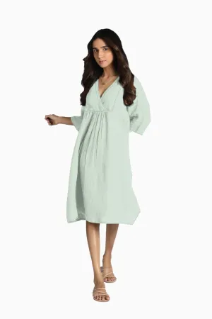 Linen Claire Midi Dress-Sage Green