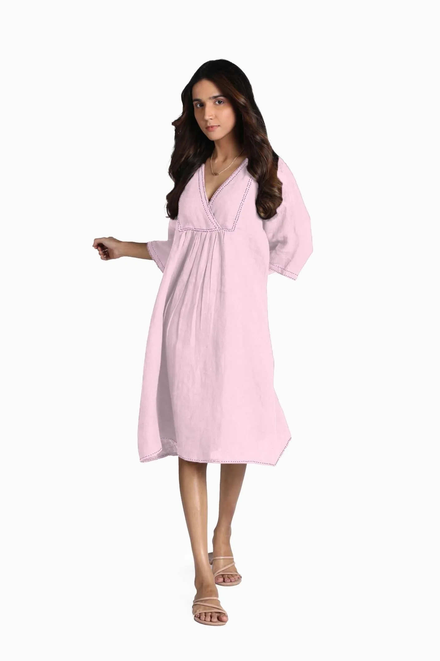 Linen Claire Midi Dress-Sage Green