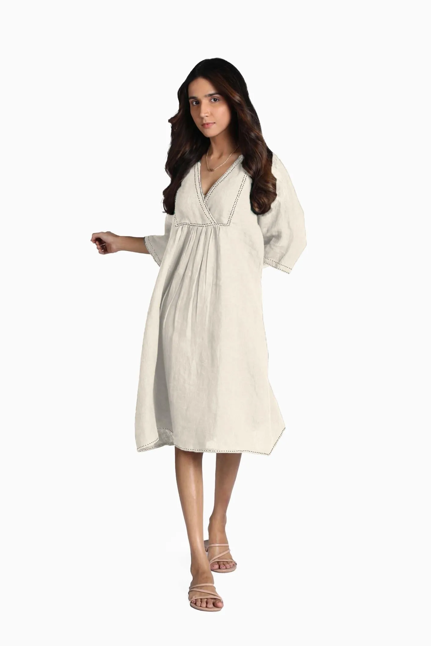 Linen Claire Midi Dress-Sage Green
