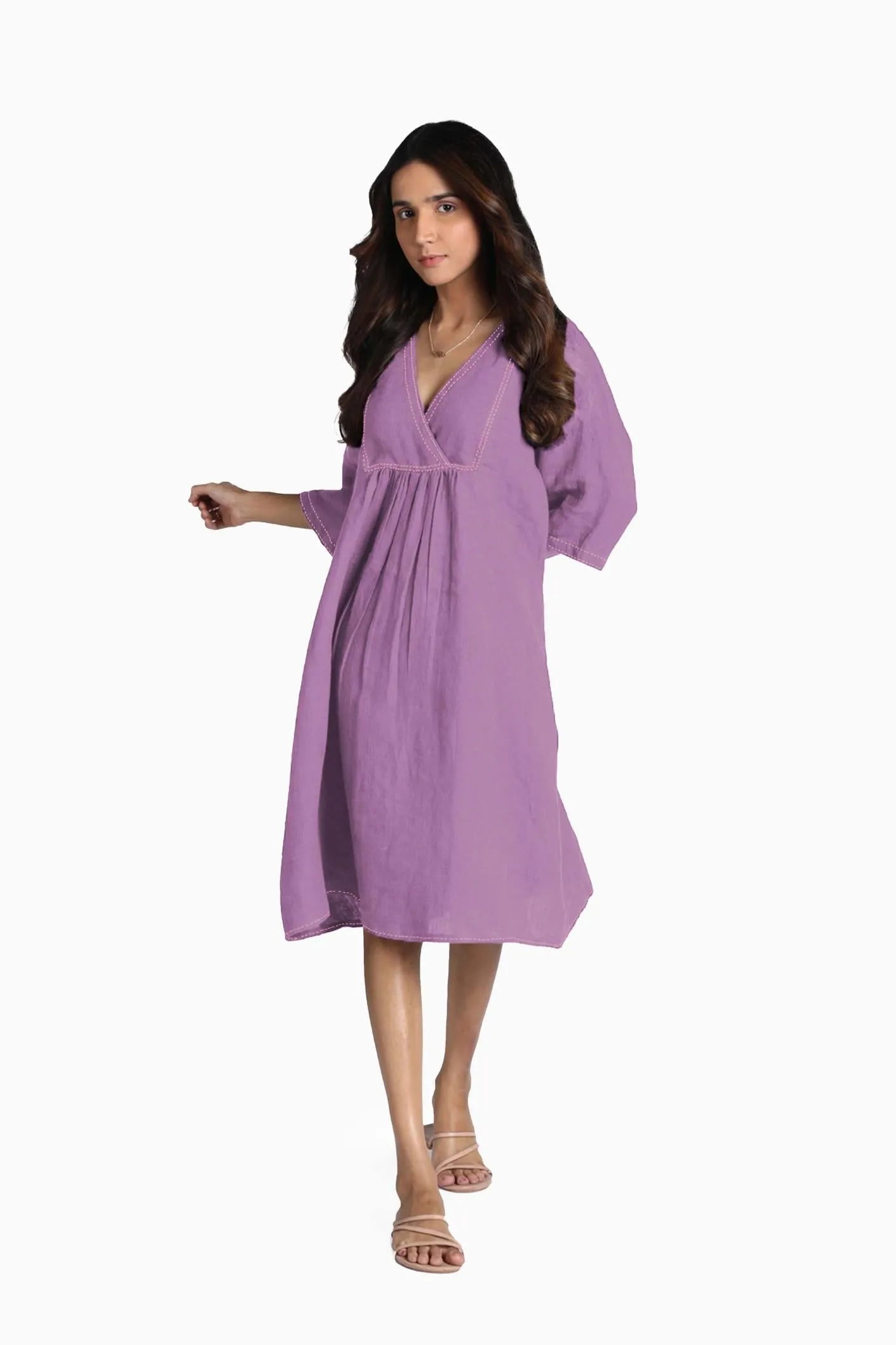 Linen Claire Midi Dress-Sage Green