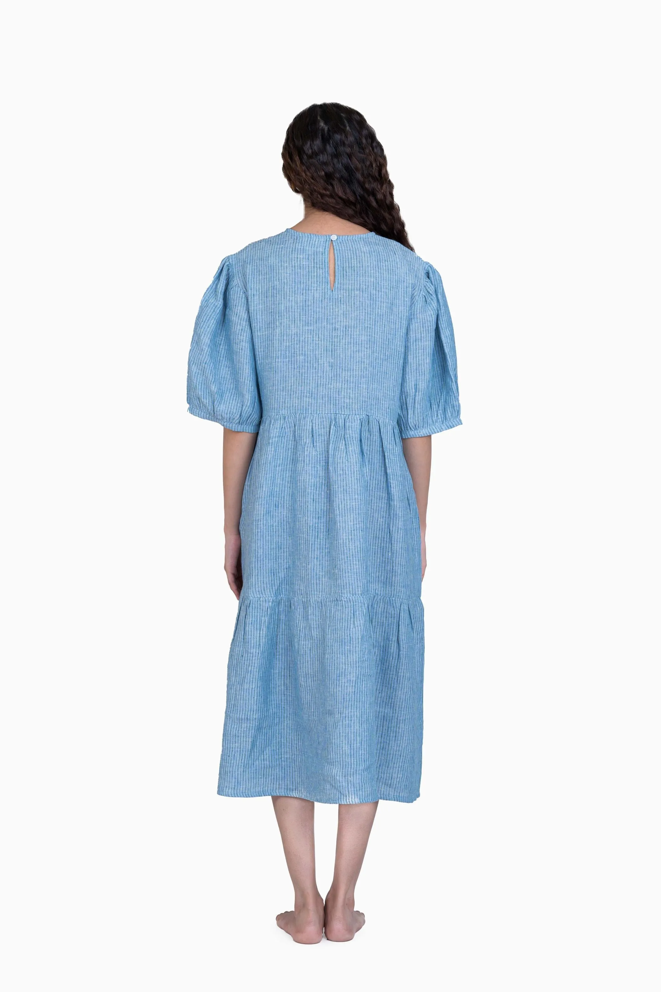 Linen Talia Dress-Green Swirly