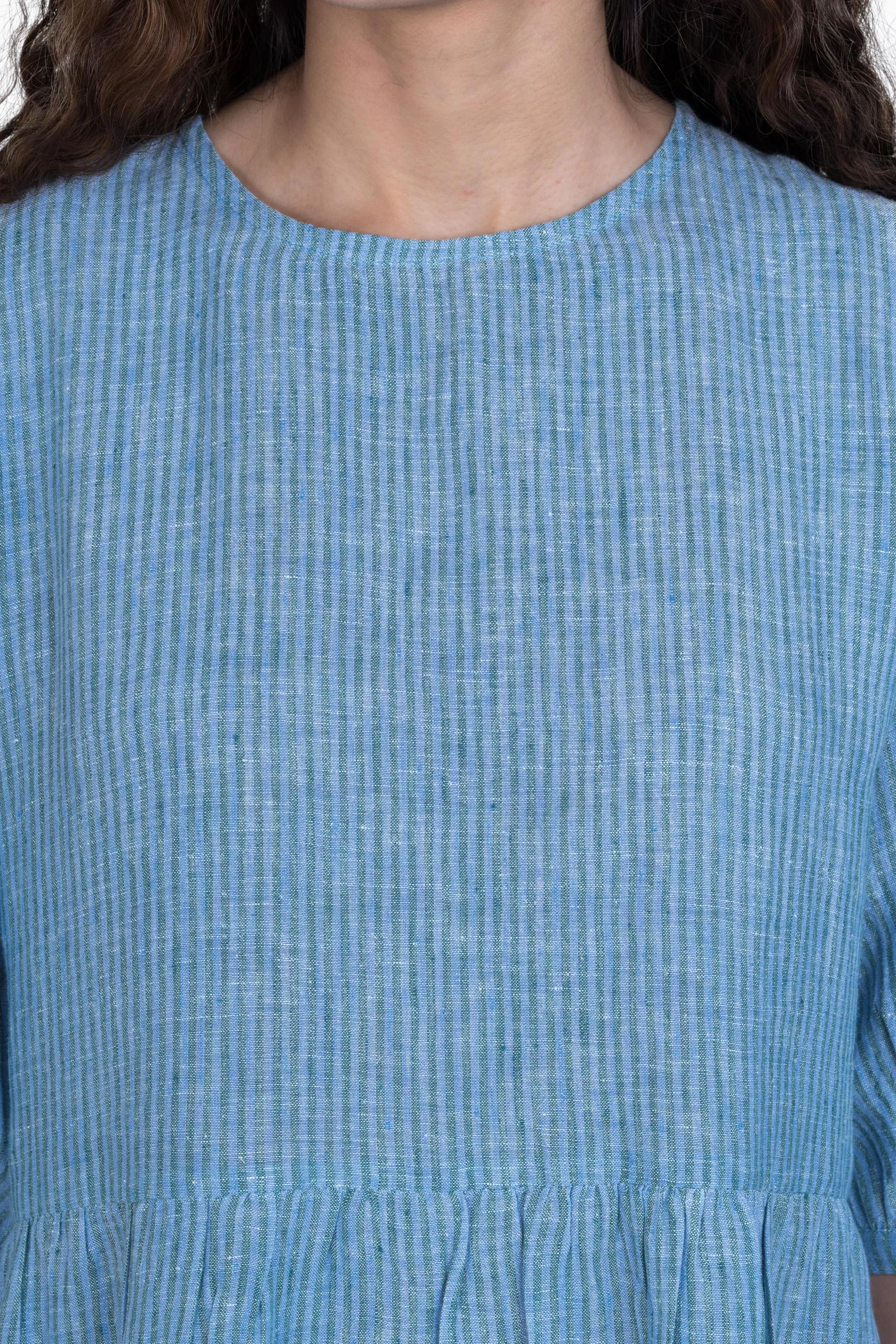 Linen Talia Dress-Green Swirly
