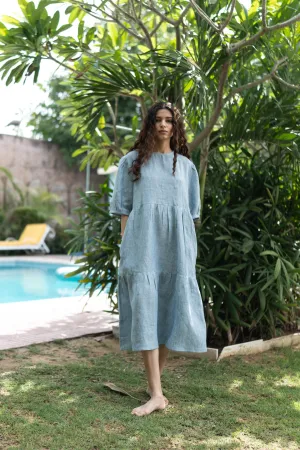 Linen Talia Dress-Green Swirly