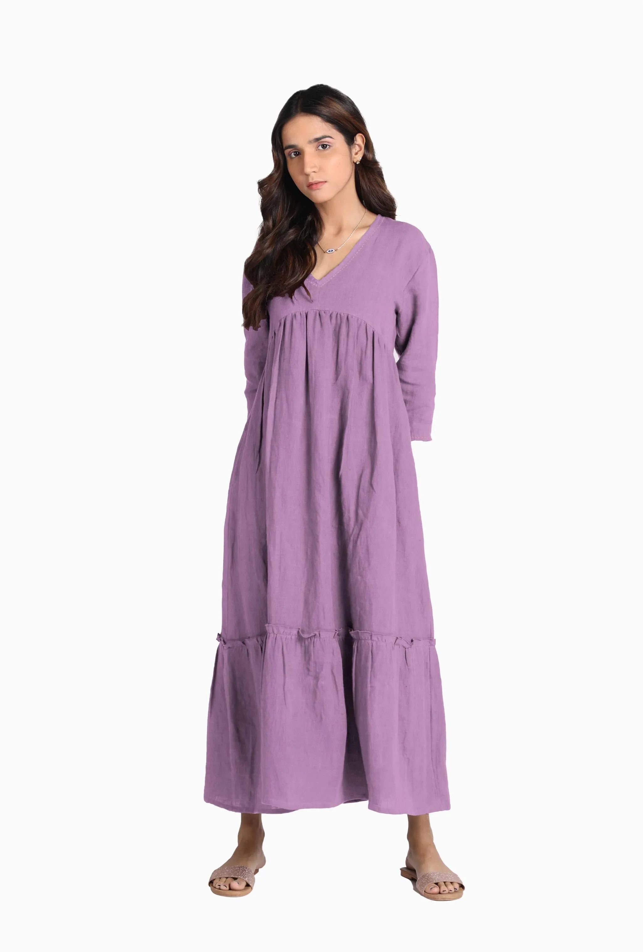 Linen Twilight Maxi Dress-Oatmeal