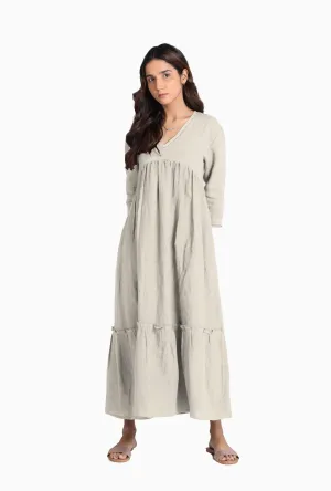 Linen Twilight Maxi Dress-Oatmeal