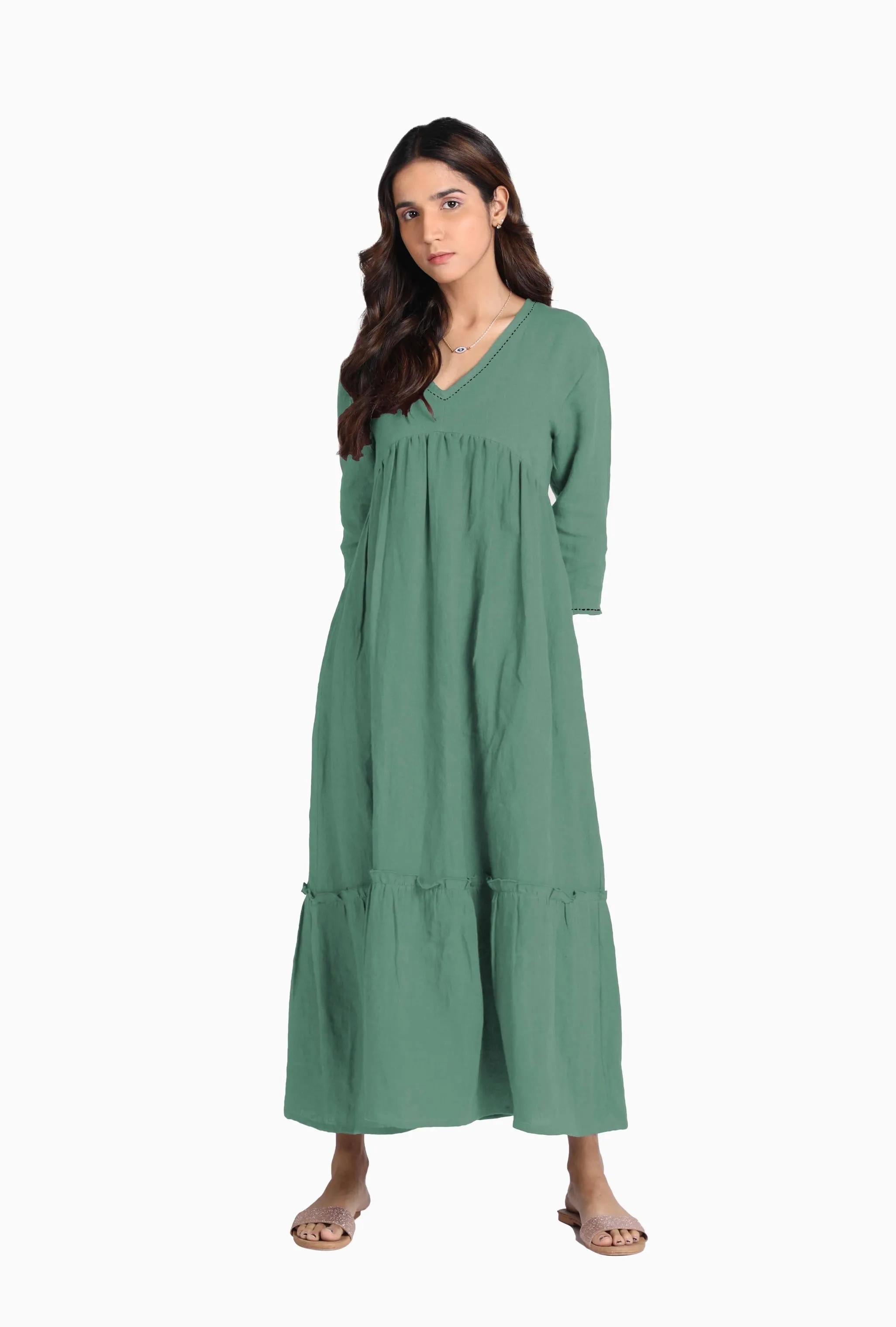 Linen Twilight Maxi Dress-Oatmeal