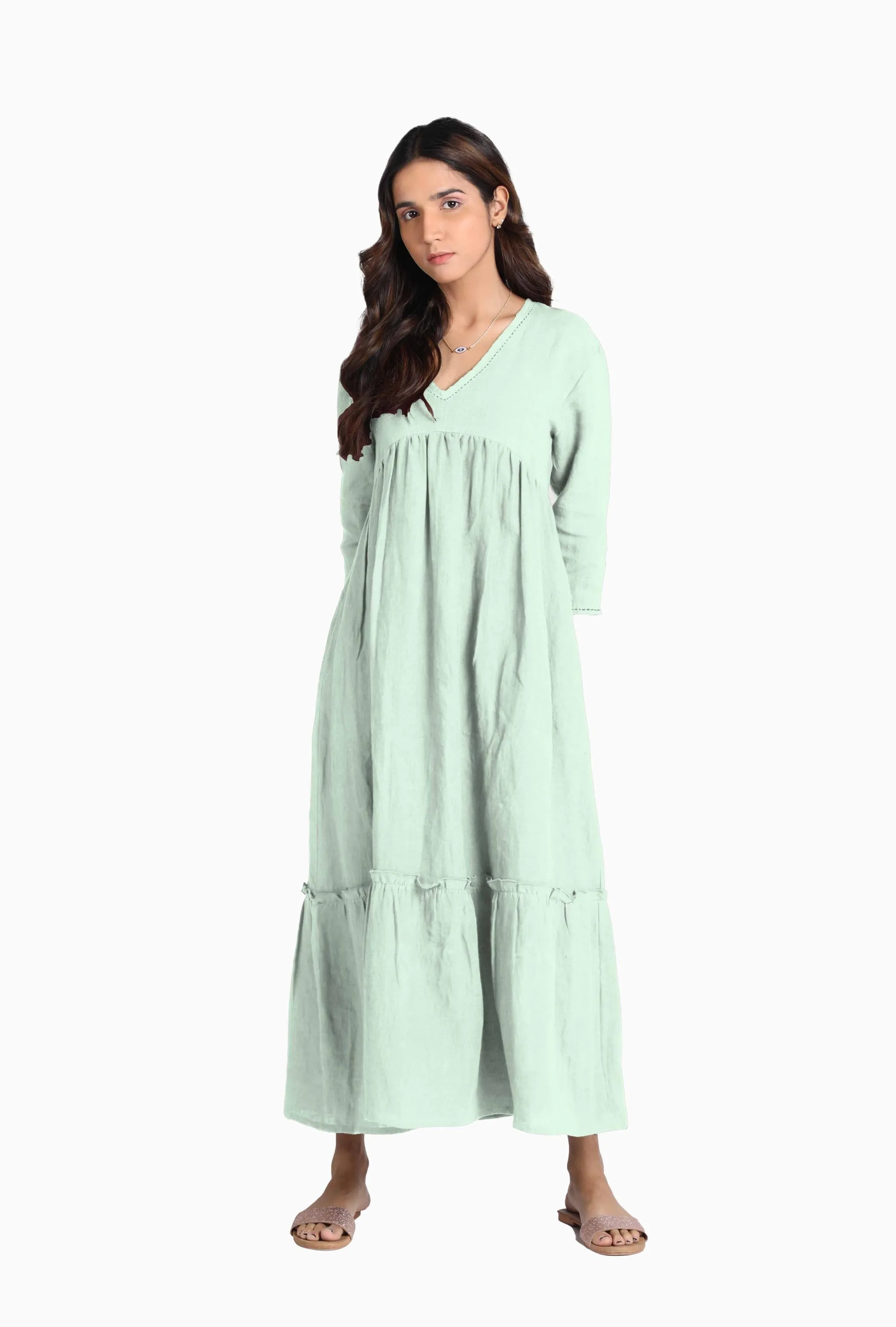 Linen Twilight Maxi Dress-Oatmeal