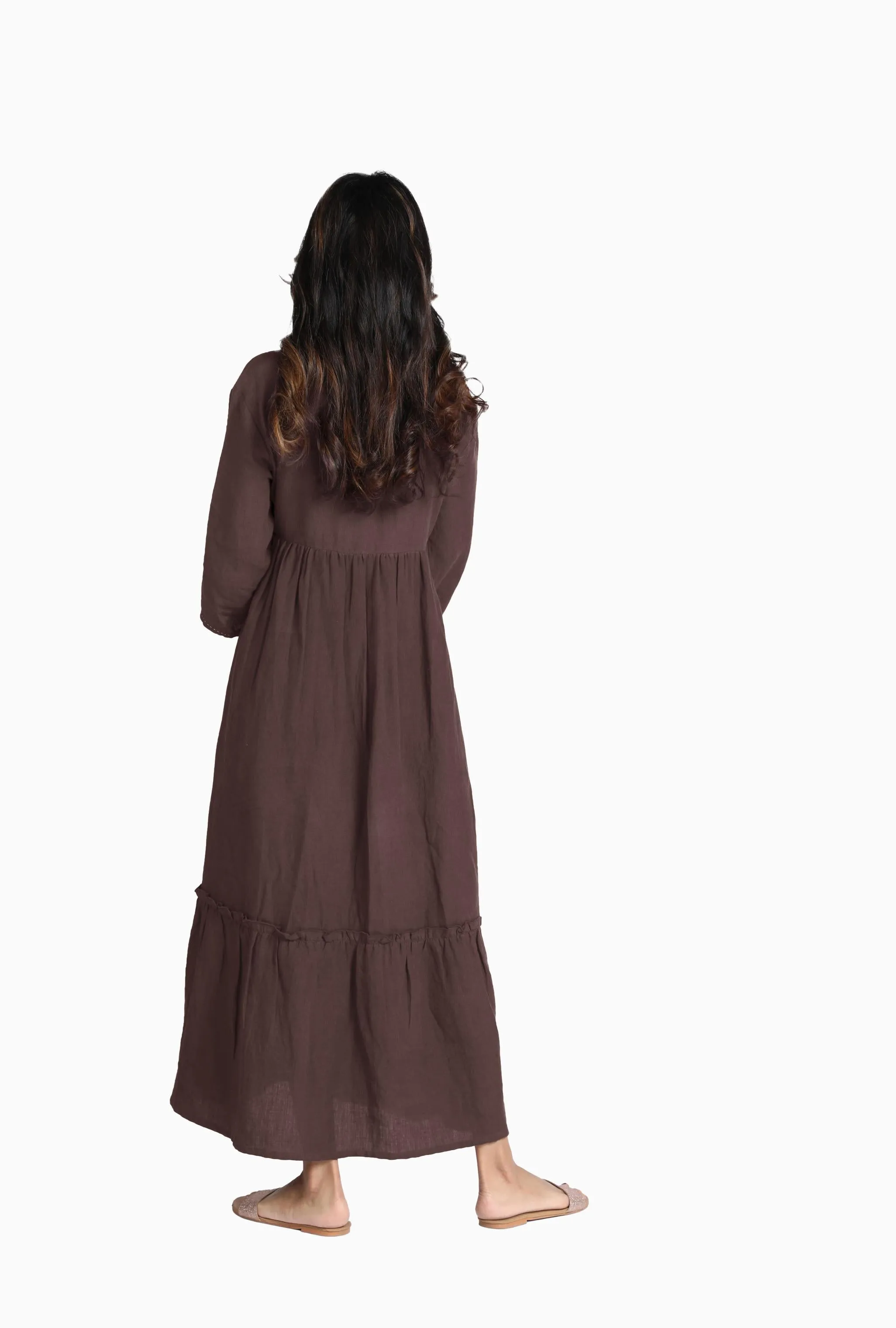 Linen Twilight Maxi Dress-Oatmeal
