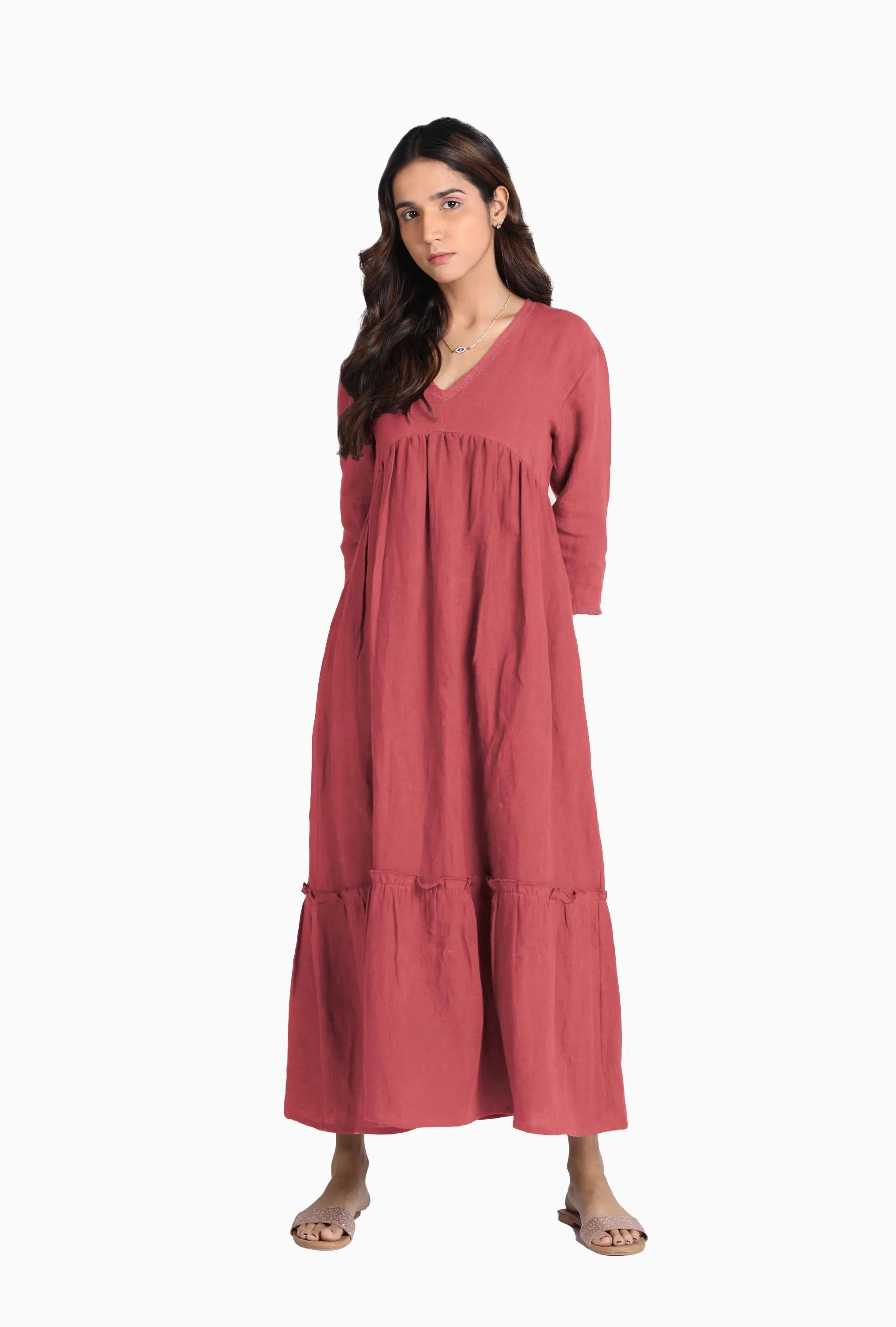 Linen Twilight Maxi Dress-Oatmeal