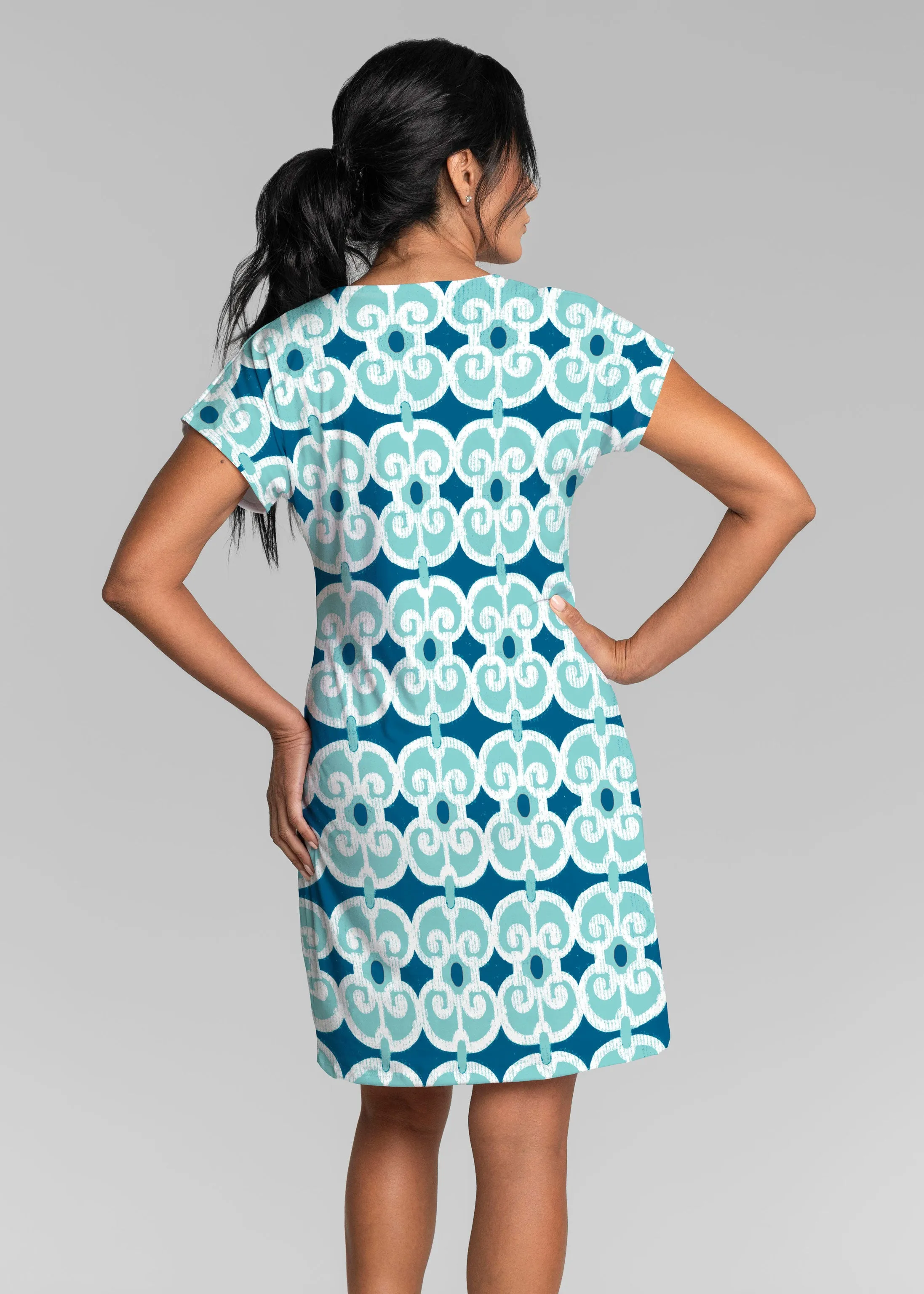 Links Navy Aqua (8133) ~ Lucy Tee Dress