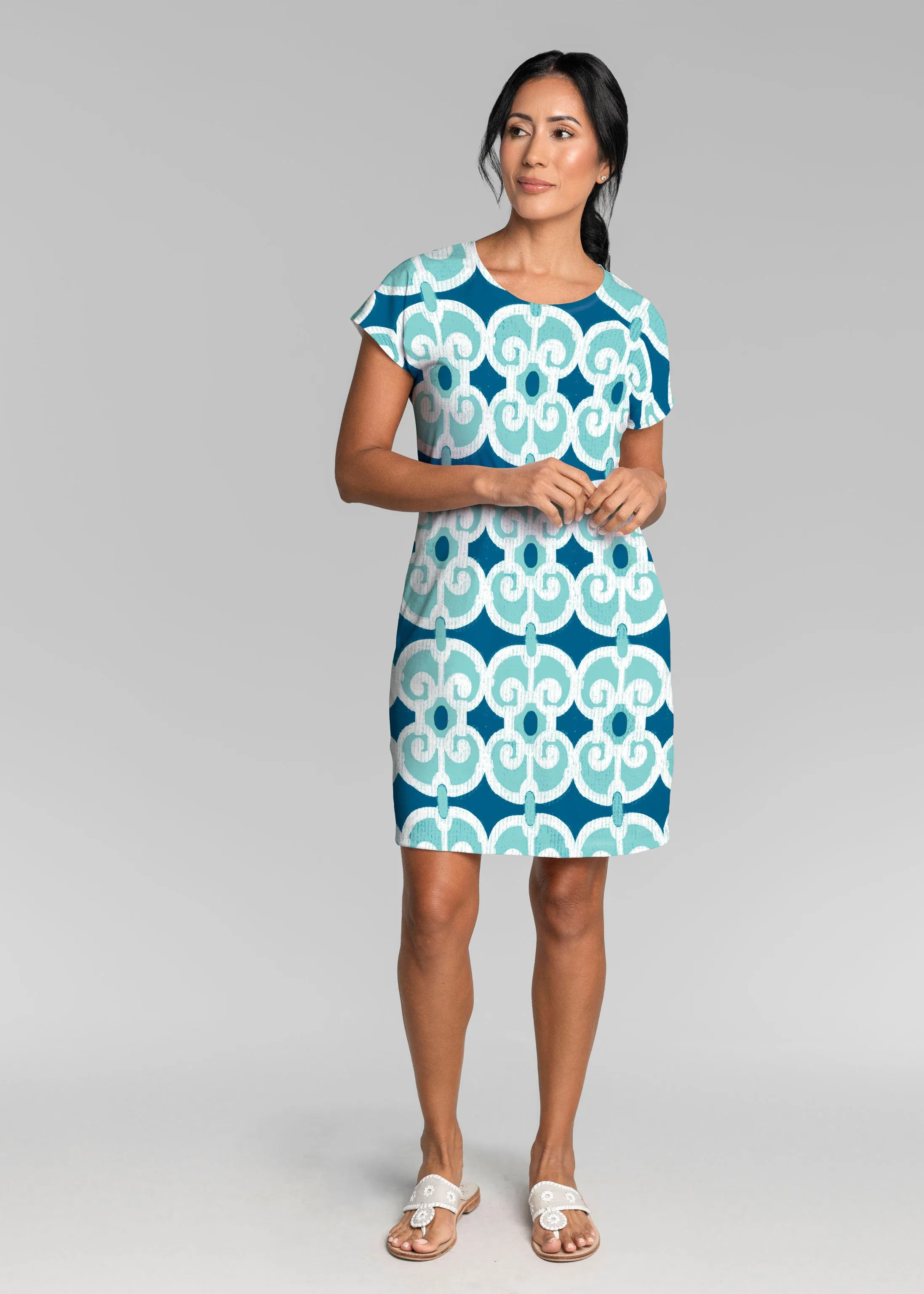 Links Navy Aqua (8133) ~ Lucy Tee Dress