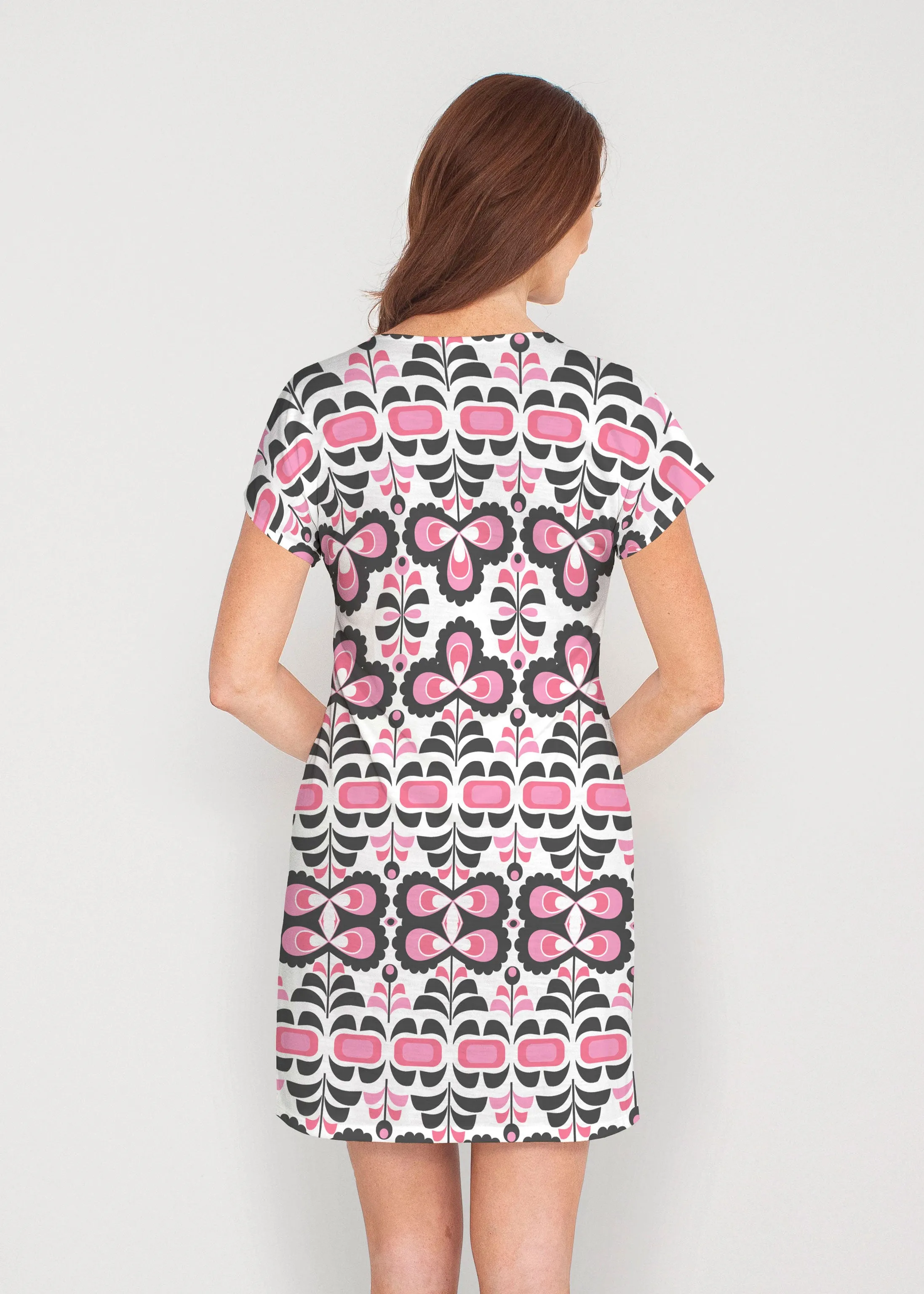 Lolly (8090) ~ French Terry Short Sleeve Crew Dress
