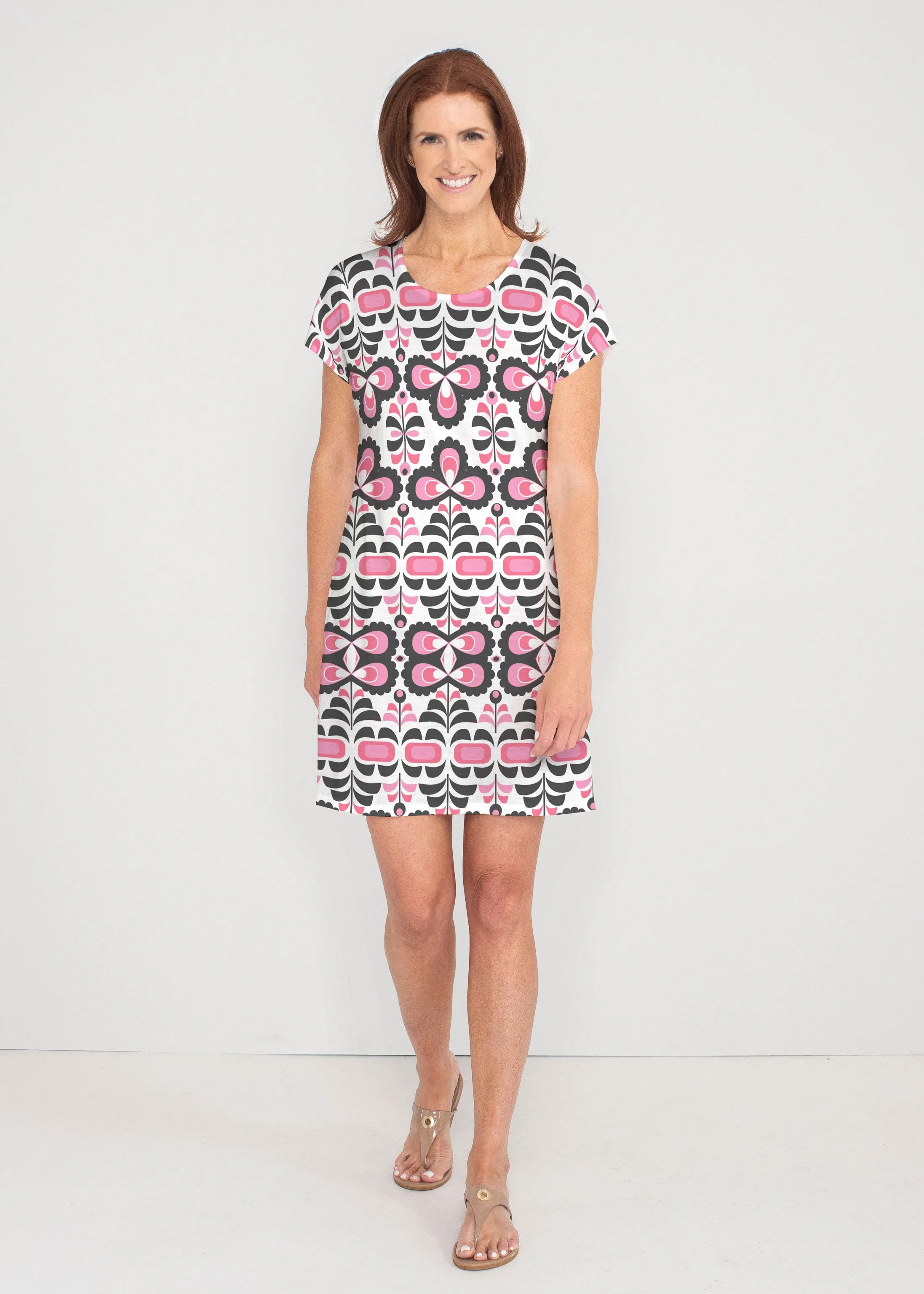 Lolly (8090) ~ French Terry Short Sleeve Crew Dress