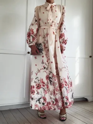 LONG DRESS WITH BELT - LIGHT BEIGE